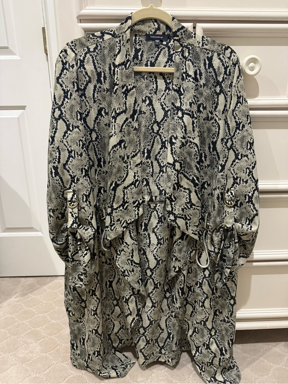 mittoshop Black & Cream Snake-Print Trench Coat